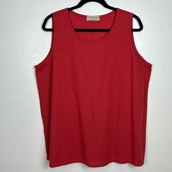 Stefani Made In Estonia Sleeveless Round Neck Top Blouse In Red Size XL - Picture 1 of 6